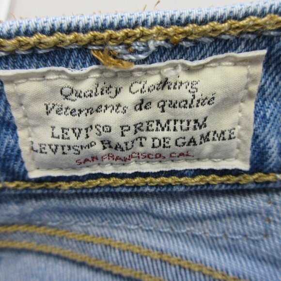Levi's Wedgie Straight Jeans Women 26 Blue Crop Cotton Button Fly Distressed 570 - Picture 4 of 15